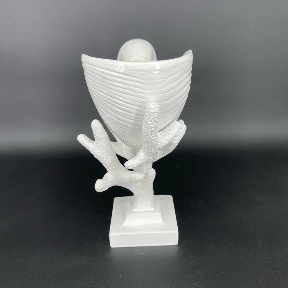 Z Gallerie Nautilus Seashell Sculpture on Coral Pedestal Candle Holder